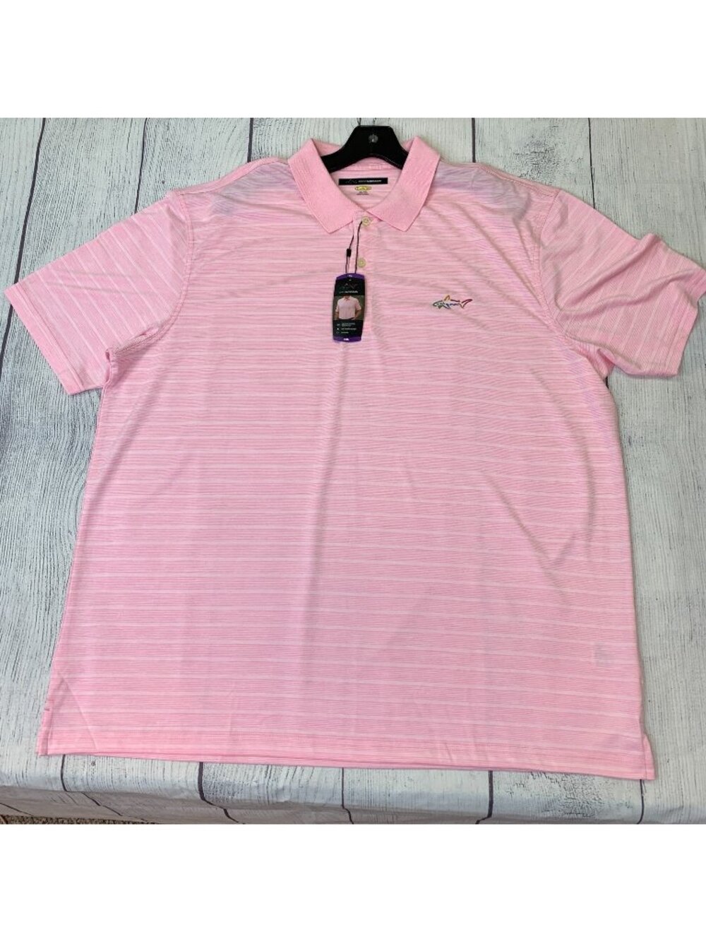 Greg Norman sz XXL Golf Polo SS Pink Striped Play Dry New NWT